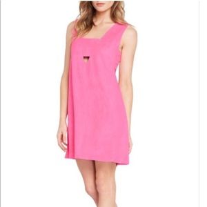Pink Faux Suede Cutout Side Dress